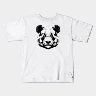 Abstract Geometric Panda - Monochromatic Design Kids T-Shirt